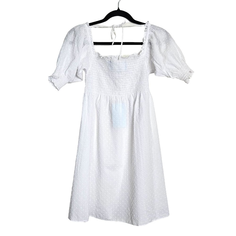 Hill House Athena White Sheer Swiss Dot Nap Mini Dress - Picture 9 of 13